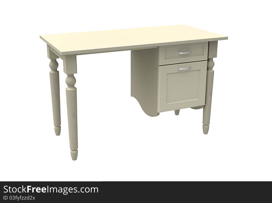 3d render of  desk on a white background. 3d render of  desk on a white background