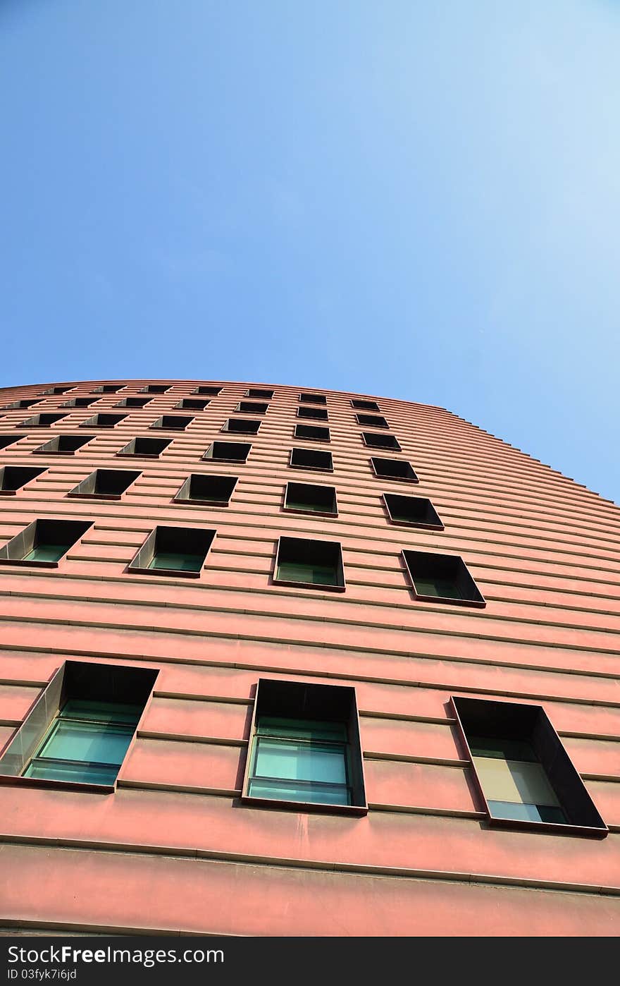 Windows Of Modern Building Towards Blue Sky