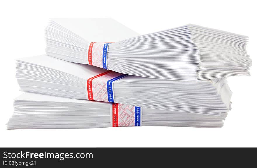 Isolated envelope collection on white background