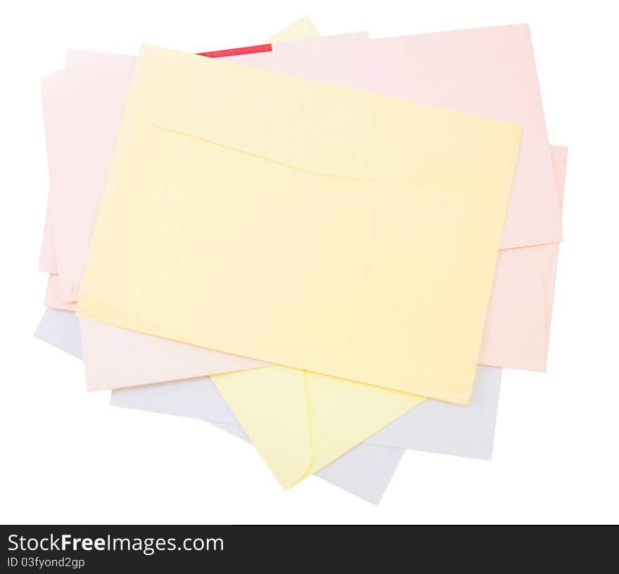 Isolated envelope collection on white background