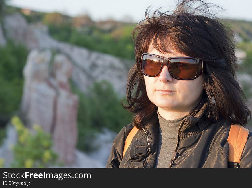 A woman tourist in Bulgaria. A woman tourist in Bulgaria