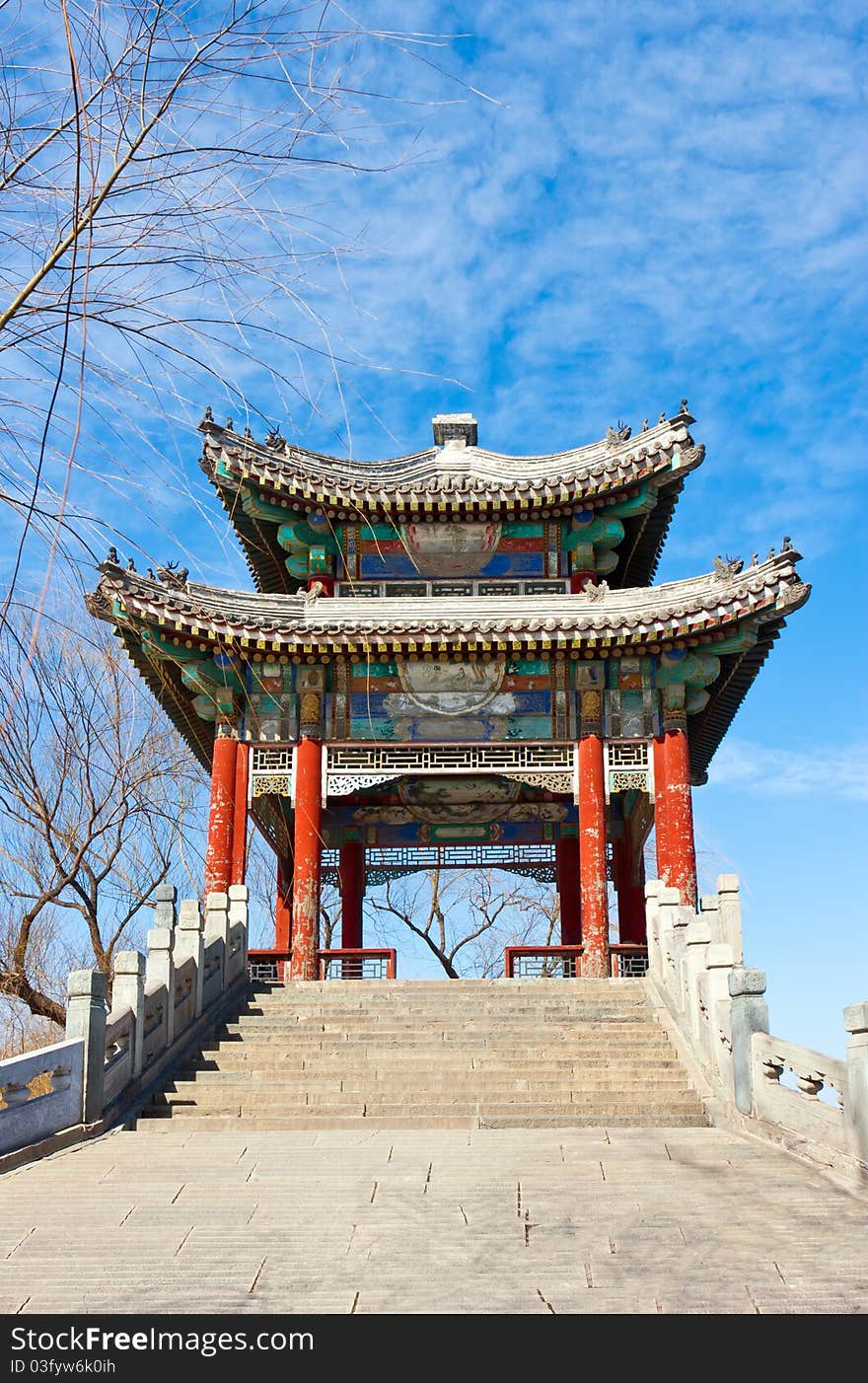 Traditional Chinese pavilion in Beijing's park