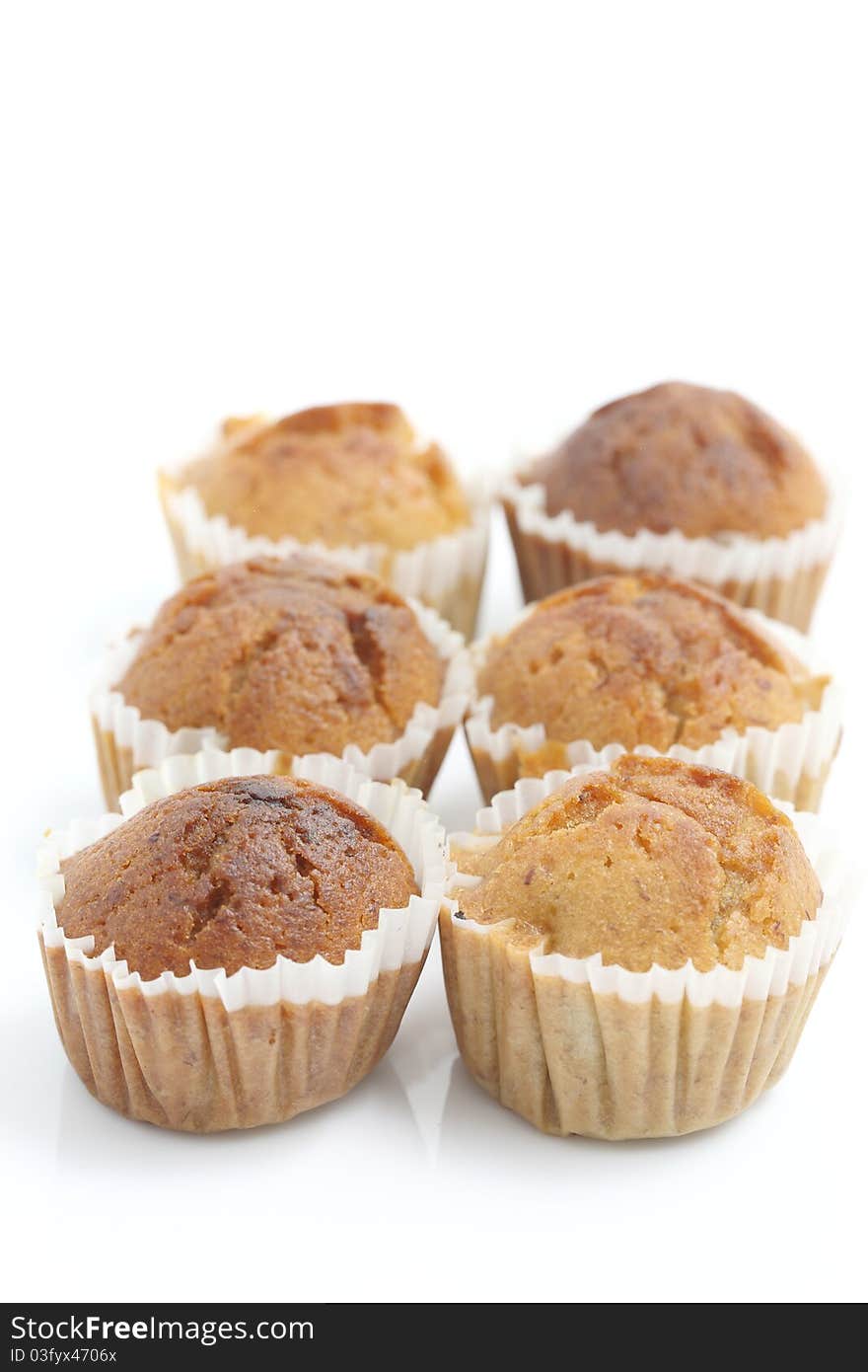 Banana cup cake isolated in white background thank for your support