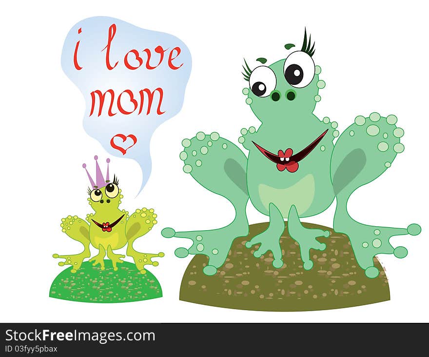 Two frogs in mothers day,cartoon