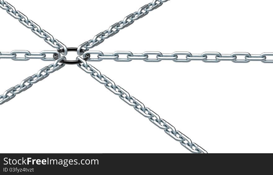 3d render of a metal chain isolated on a white background. 3d render of a metal chain isolated on a white background