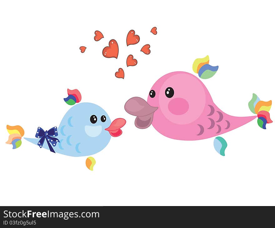 Two cute  varicilored fish,isolated. Two cute  varicilored fish,isolated