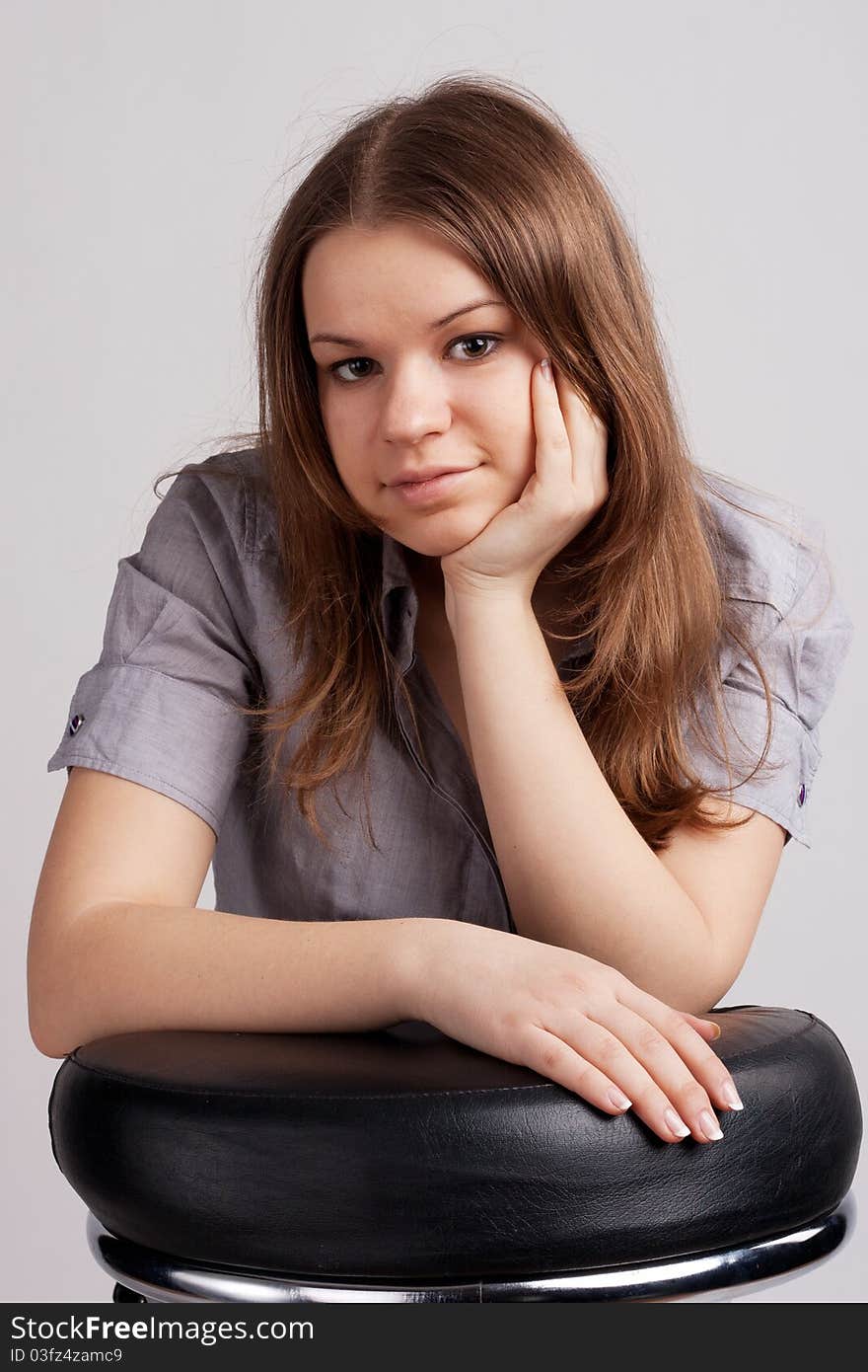 A girl in a gray shirt