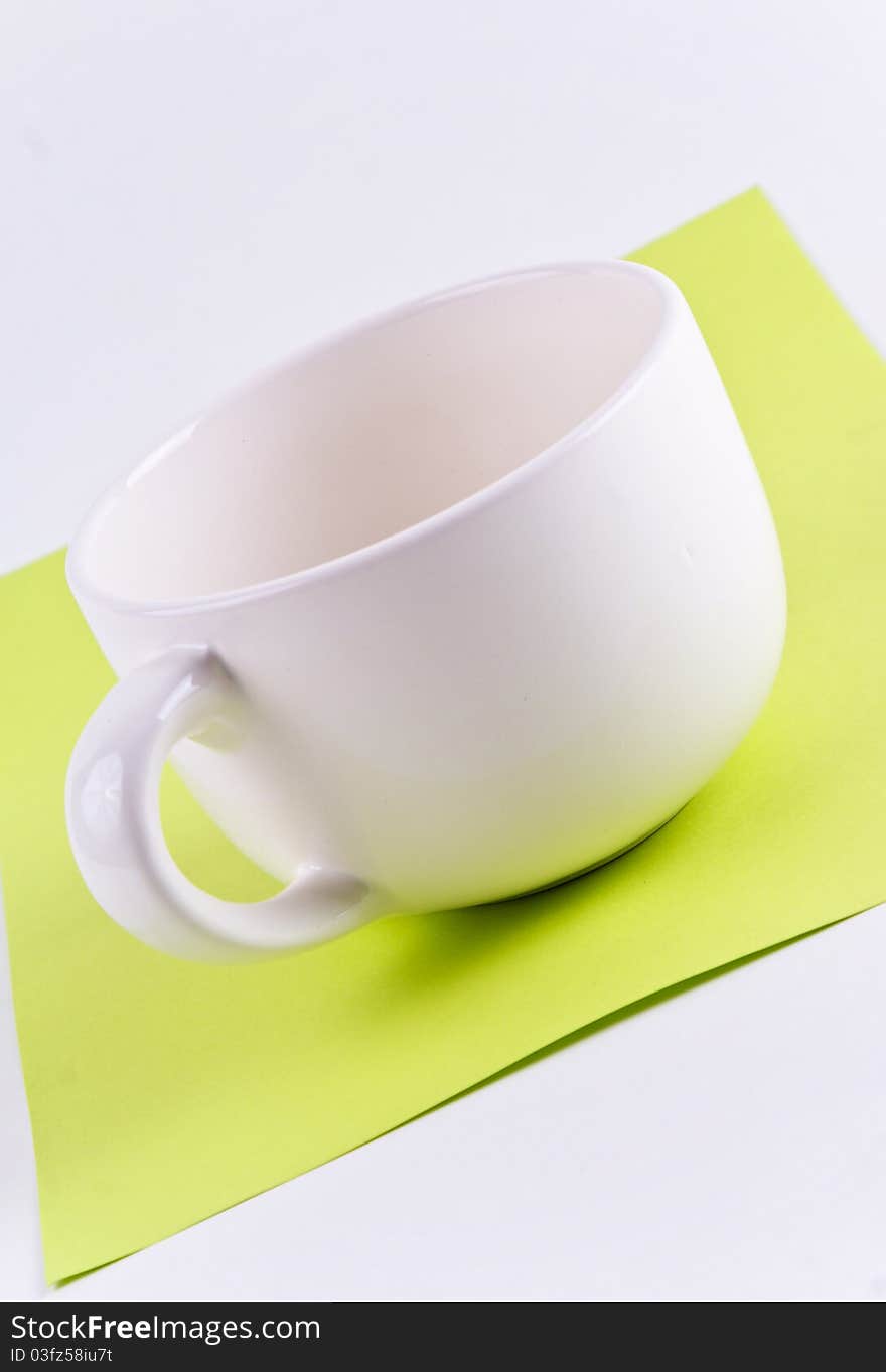 White empty cup. On a white background