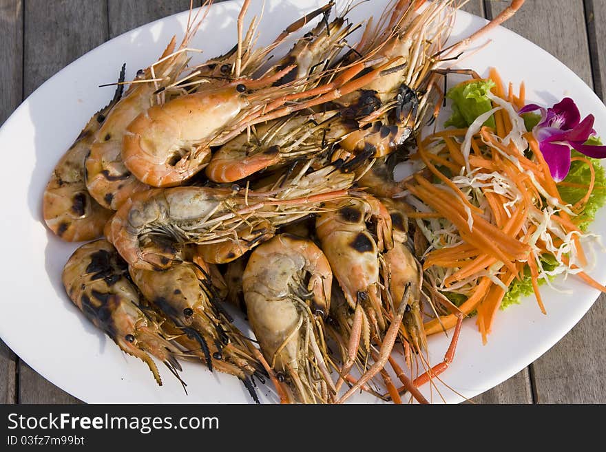 Group of cooked orange shrimp in closeup. Group of cooked orange shrimp in closeup