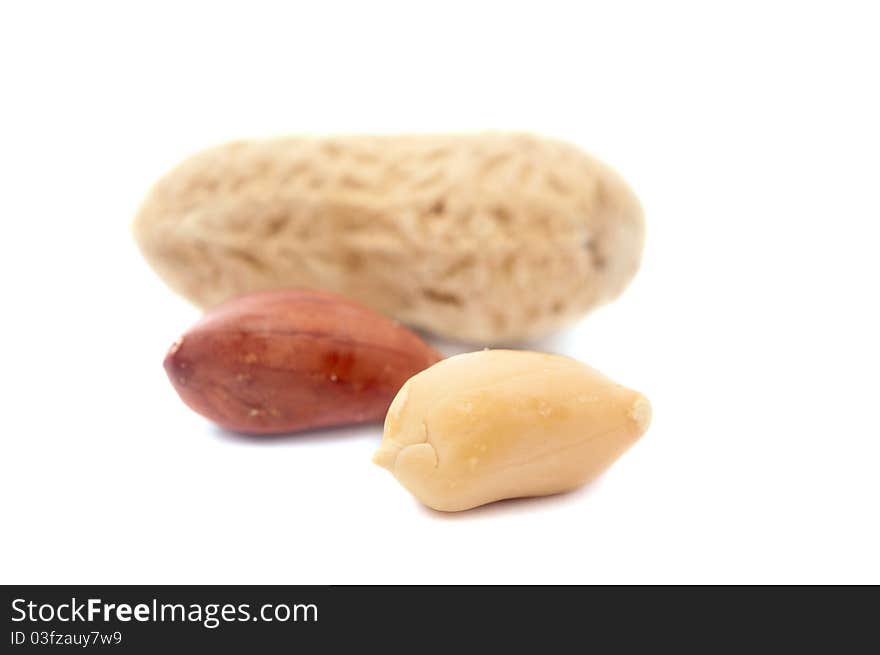 Peanuts on a white background