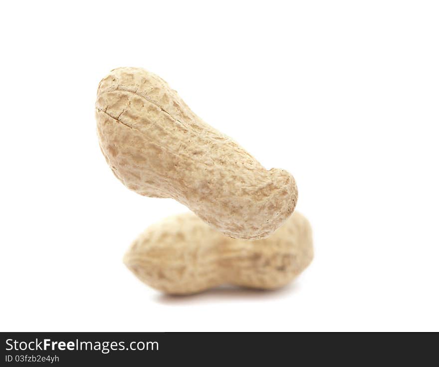 Peanuts on a white background