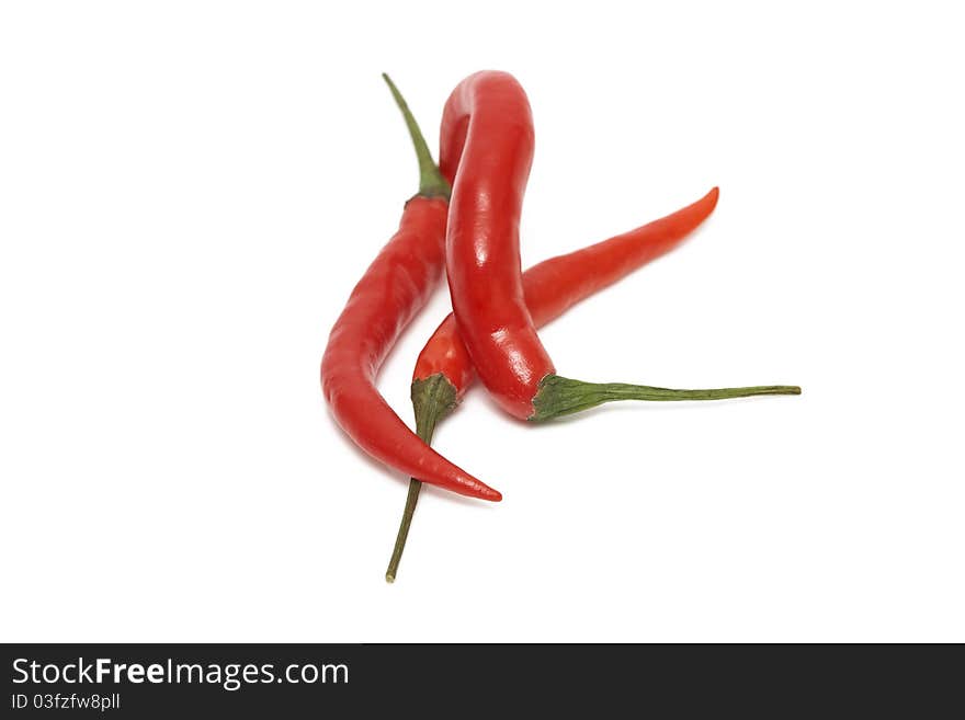 A Group Of Thai Peppers Isolated On White