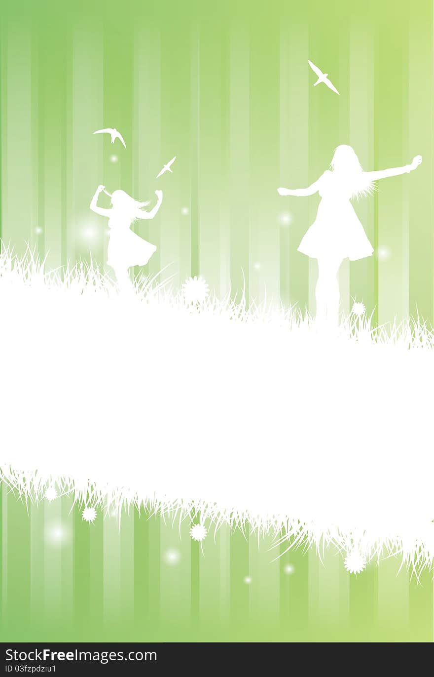 A fantastic vector design of two silhouetted girls celebrating summer. The design is mainly for an information use with text space visible. EPS V8. A fantastic vector design of two silhouetted girls celebrating summer. The design is mainly for an information use with text space visible. EPS V8