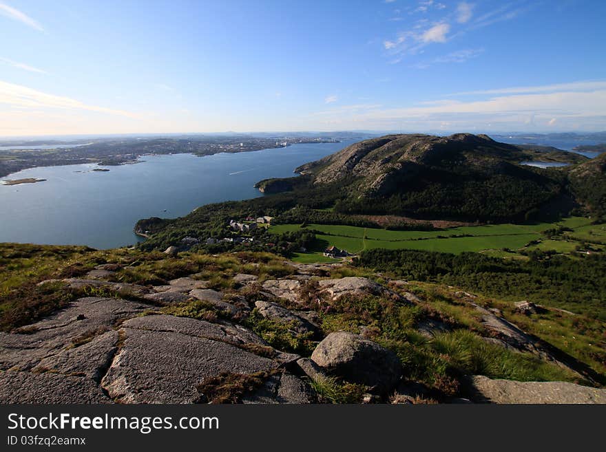 Panoramic view over Rogaland region,Norway, in a sunny spring day. Panoramic view over Rogaland region,Norway, in a sunny spring day.