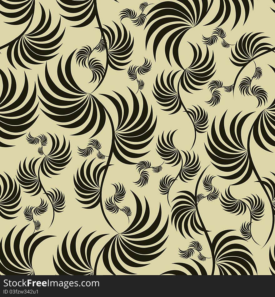 Seamless Green Floral Pattern With Leafs