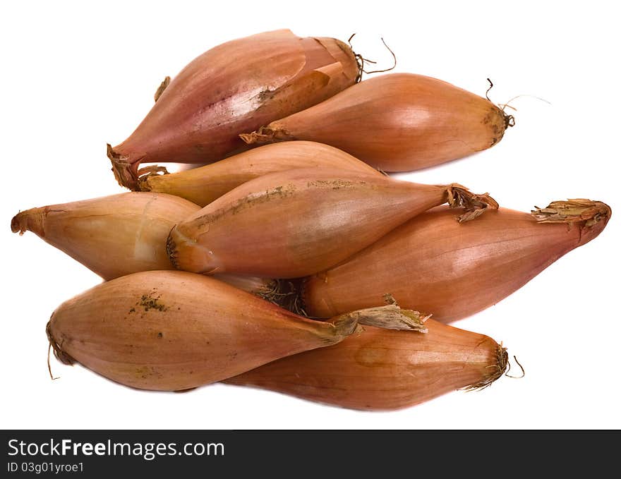 Shallots isolated on a white background.