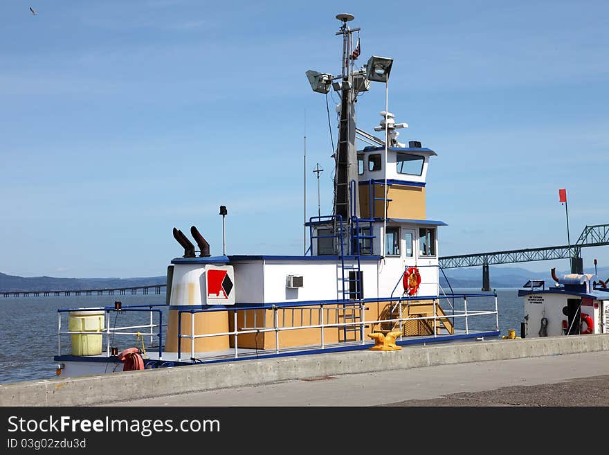 Tugboat docked, port of Astoria OR.