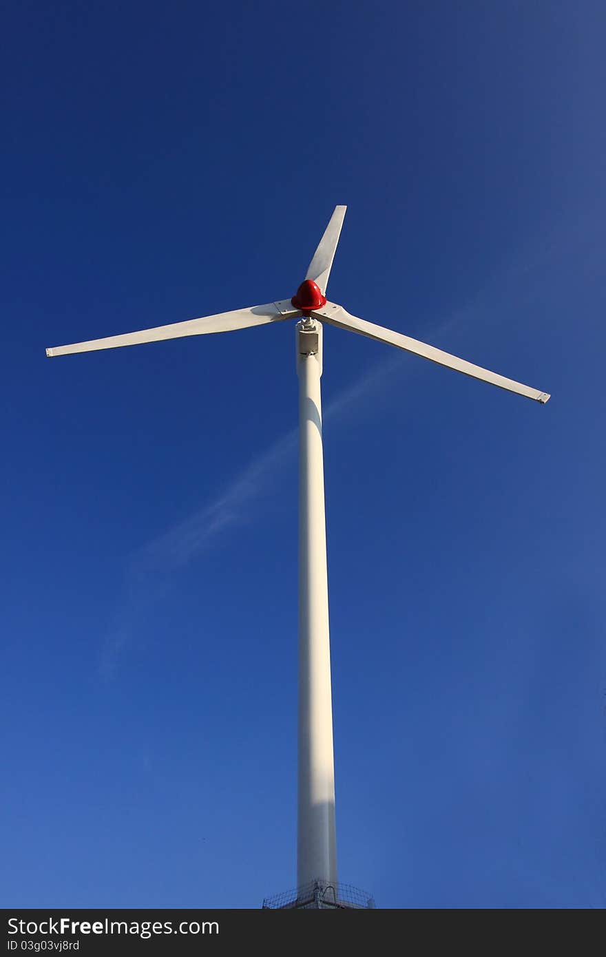 Wind Turbine on blue sky , Alternative energy