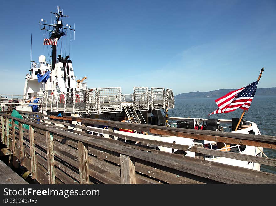 Coast guard vessel docked, Astoria Oregon.