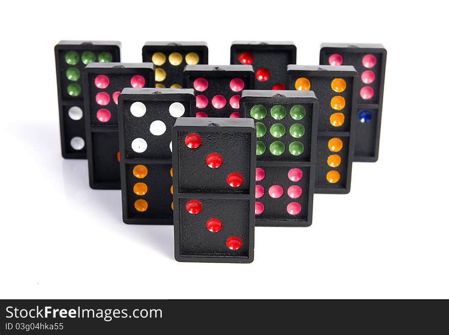 Domino Pyramid On White Background