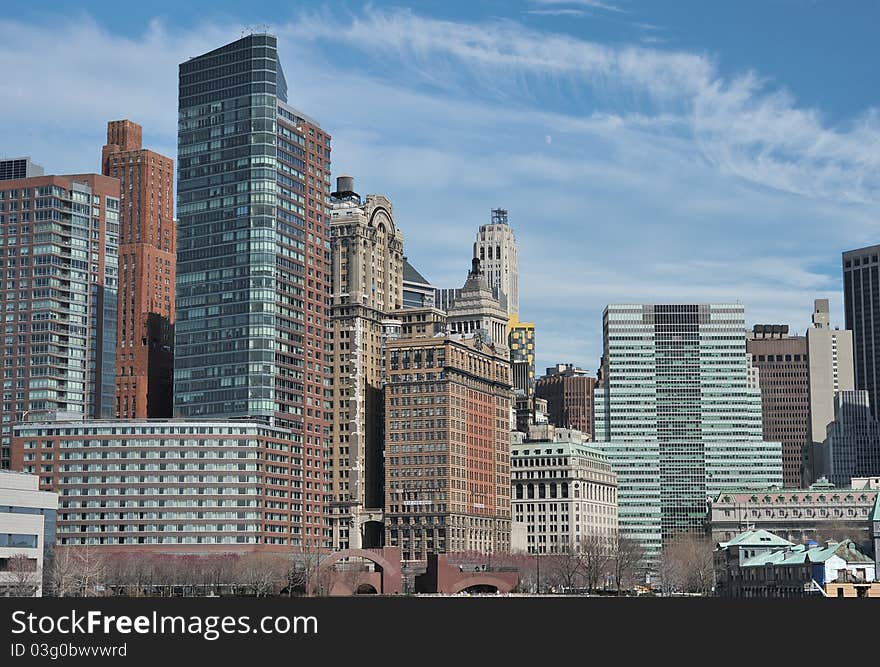 A shot of buildings in new york city. A shot of buildings in new york city