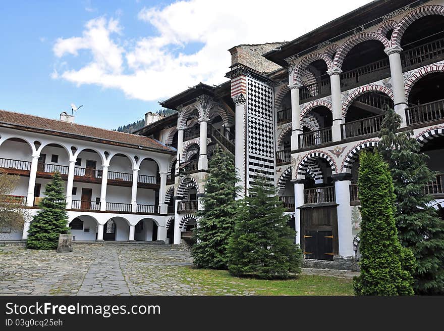Rila monastery garden in southern bulgaria near sofia