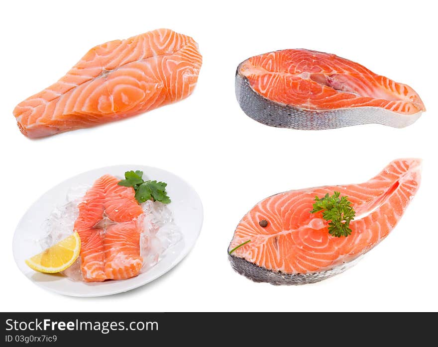 Set with fresh salmon steak