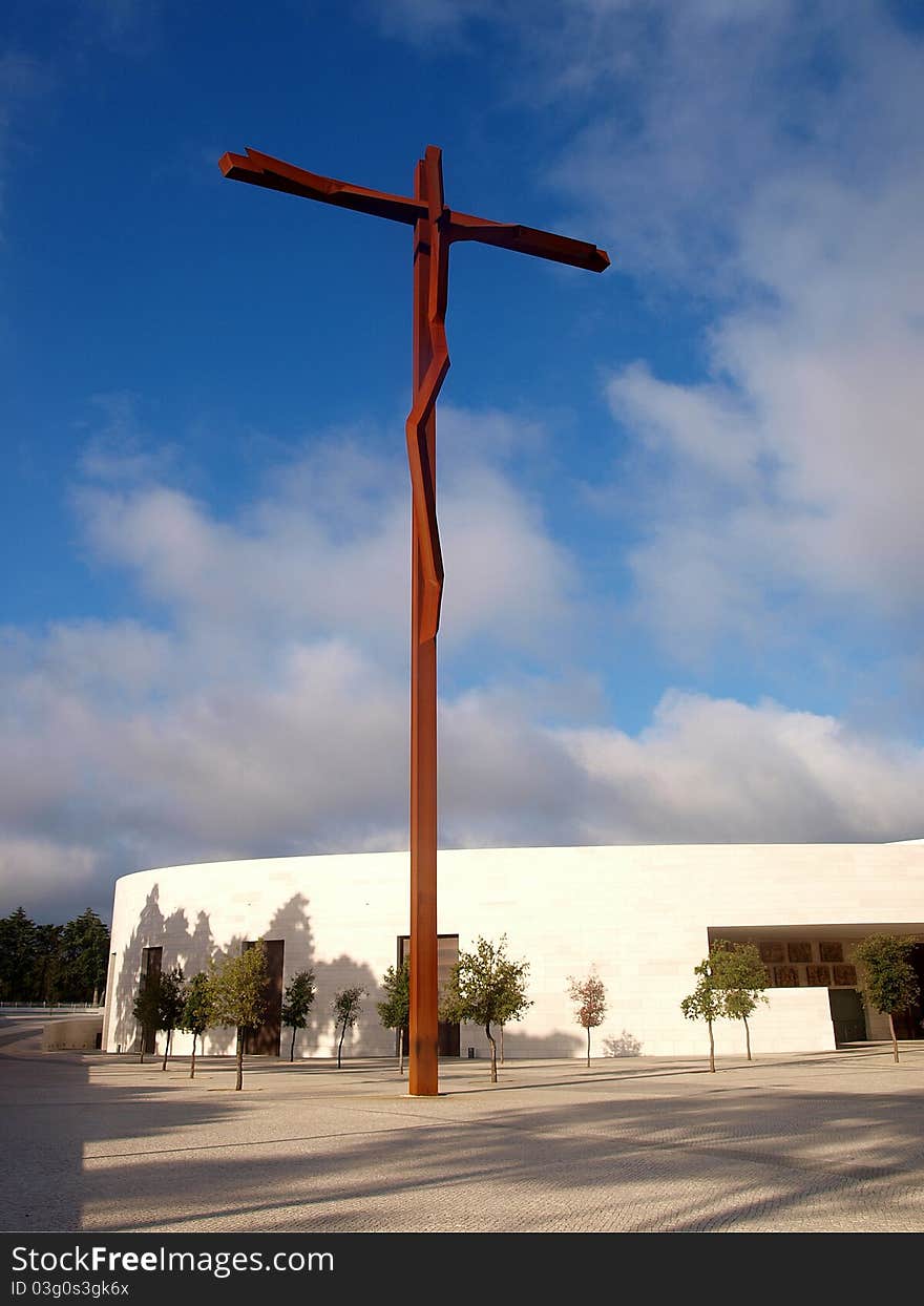 Modern cross on the Sanctuary of Fatima