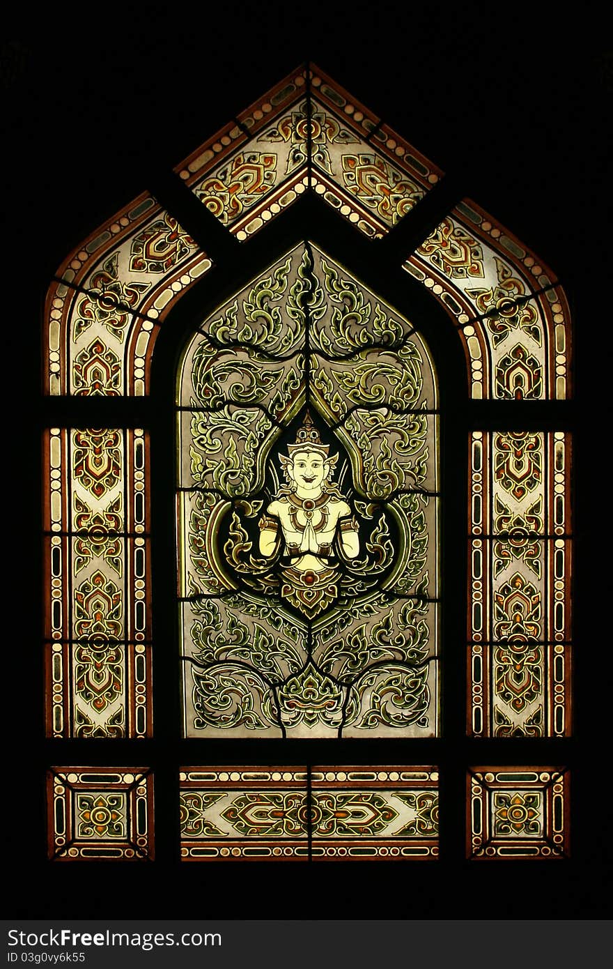 Stained Glass Window Of Angel, Wat Benjamobopith