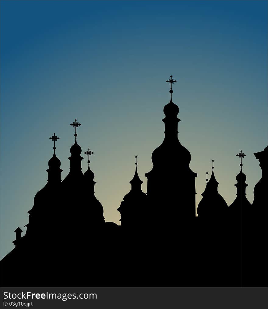 The  silhouette of the church