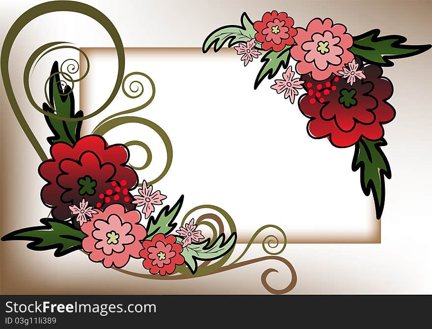 Frame of red flowers