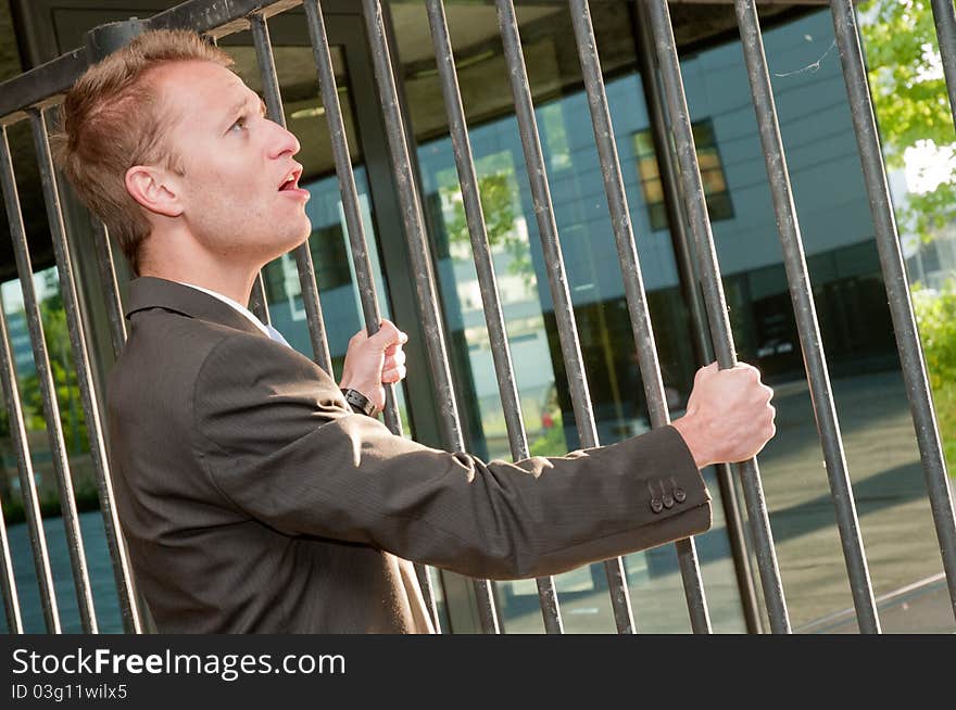 Portrait of a young prisoner business man