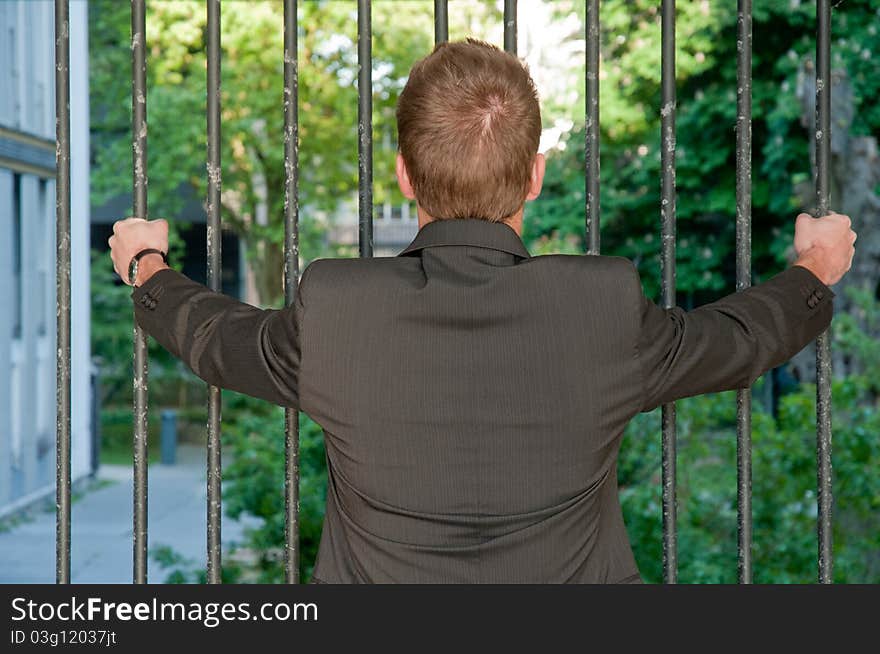 Portrait of a young prisoner business man