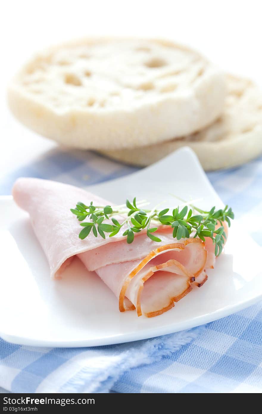 Fresh ham with crackling isolated on white background