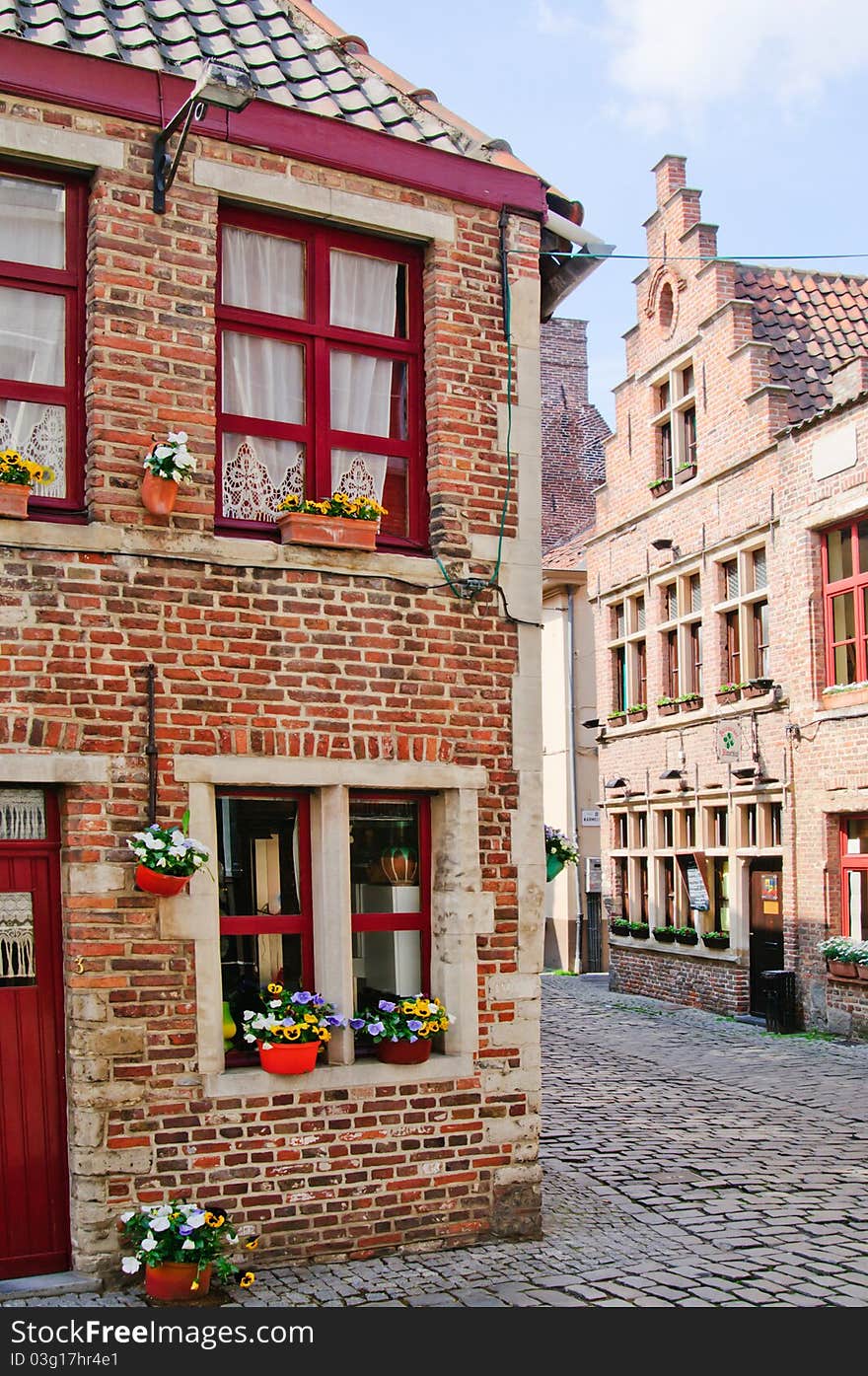 A typical Dutch street in the Delph. Netherlands