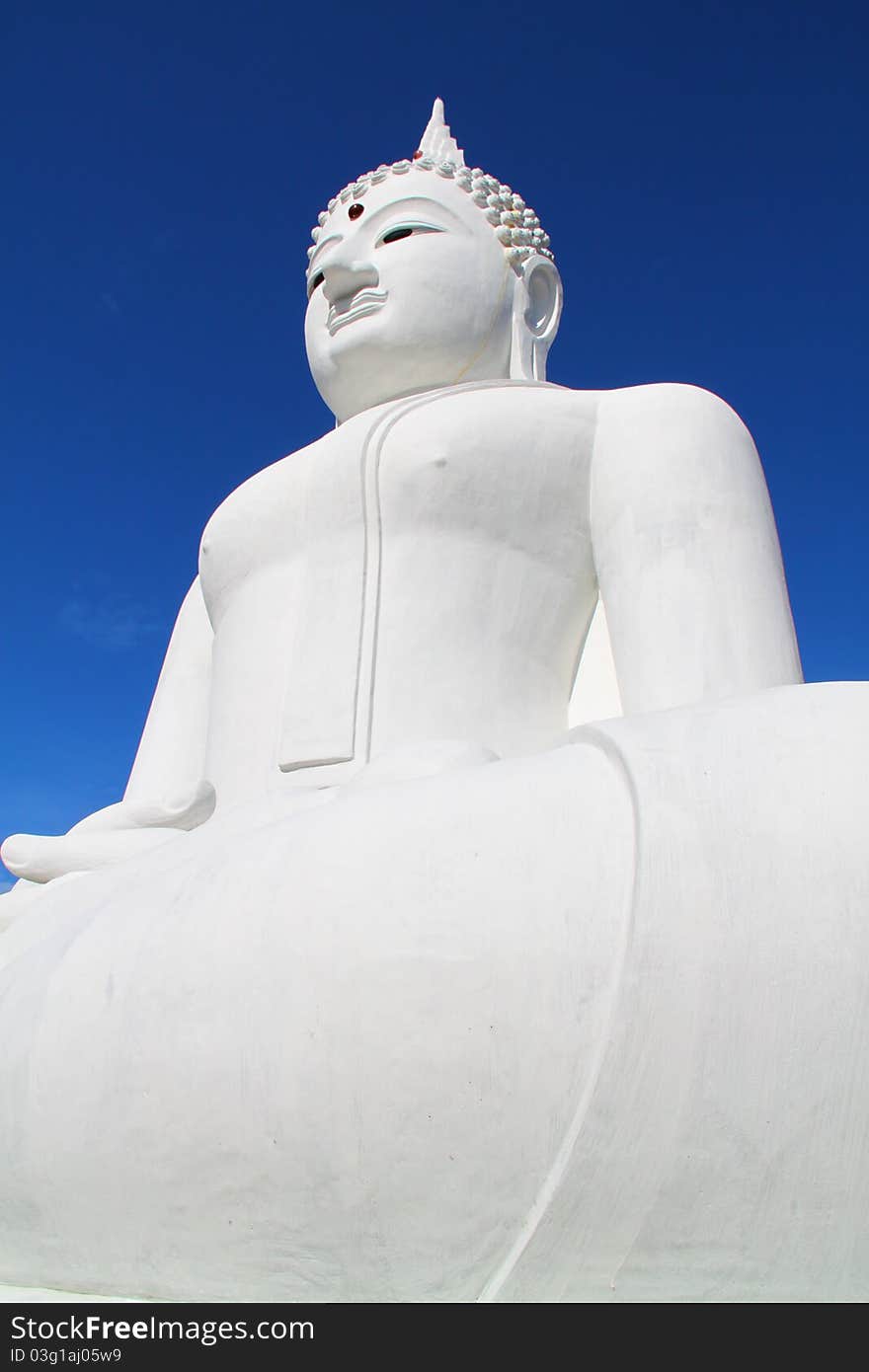 The Big White Buddha in thailand temple