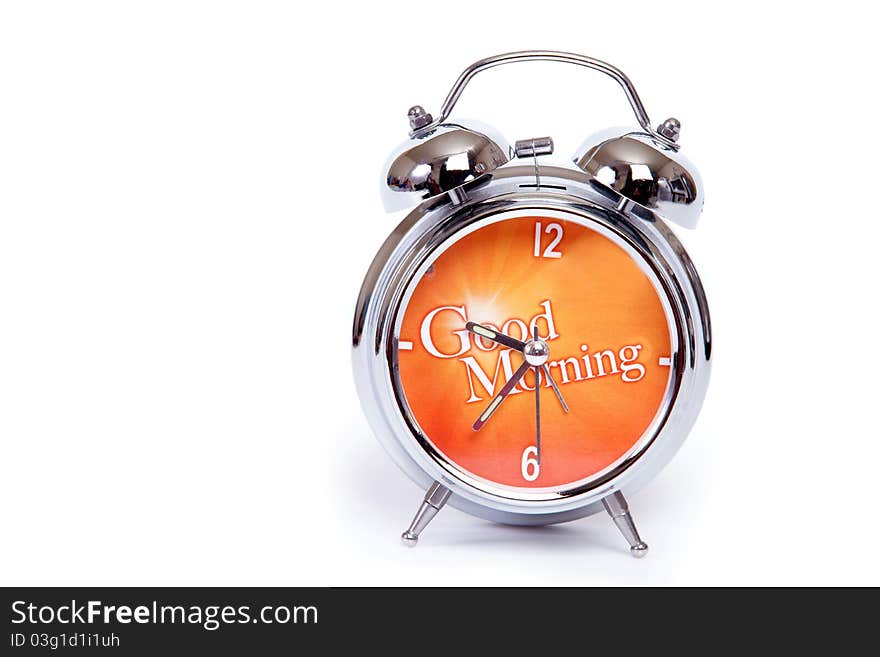 Alarm clock, isolated on the white background