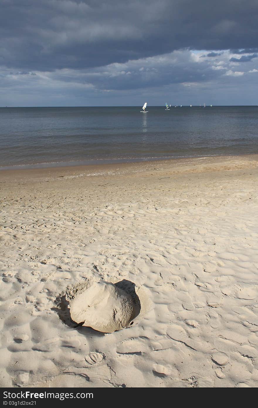 Sand castle on a beach