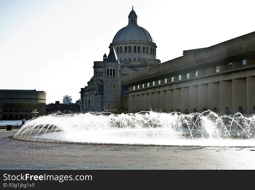 Boston's Christian Science church and Prudential building and the architecture around. Boston's Christian Science church and Prudential building and the architecture around