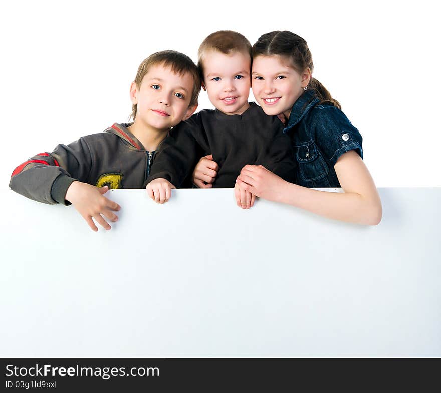 Two smily kids isolated over white background