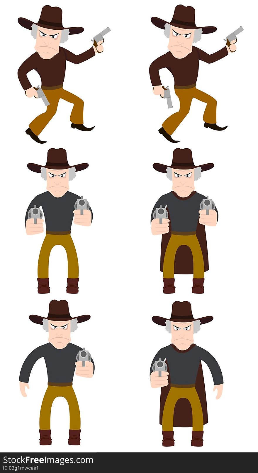 Set of cowboys. Vector illustration