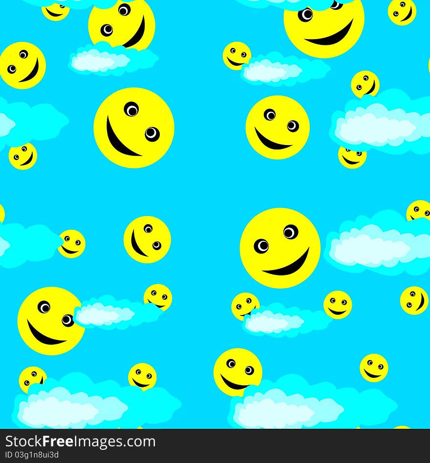 Seamless structure with cheerful smiles and clouds. Seamless structure with cheerful smiles and clouds