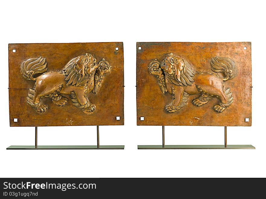 Old Tibetan Brass Sculptures Isolated