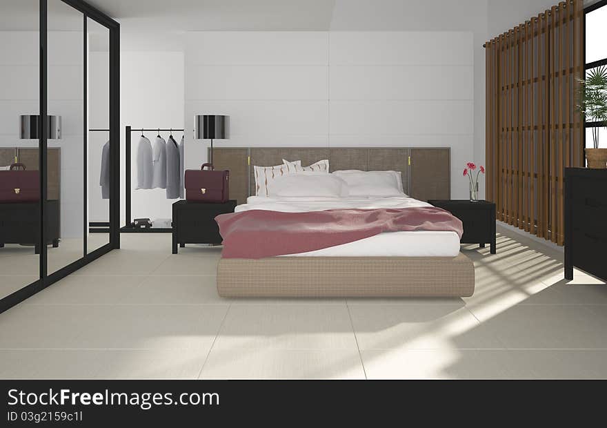 3d illustration of modern bedroom