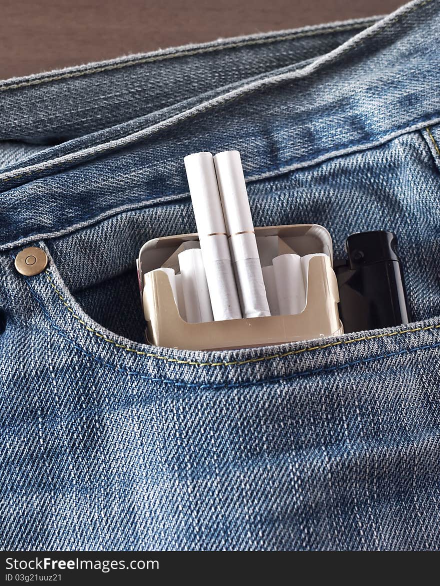 Packs of cigarettes in pocket