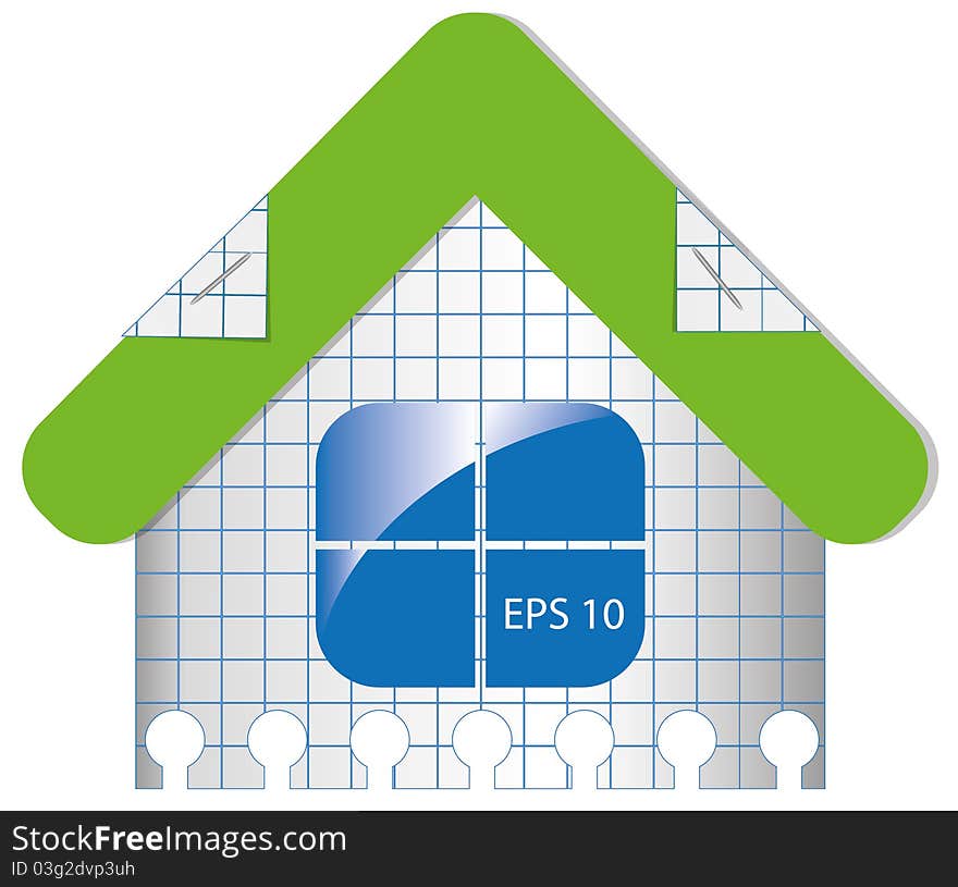 House from checked paper. EPS10. House from checked paper. EPS10