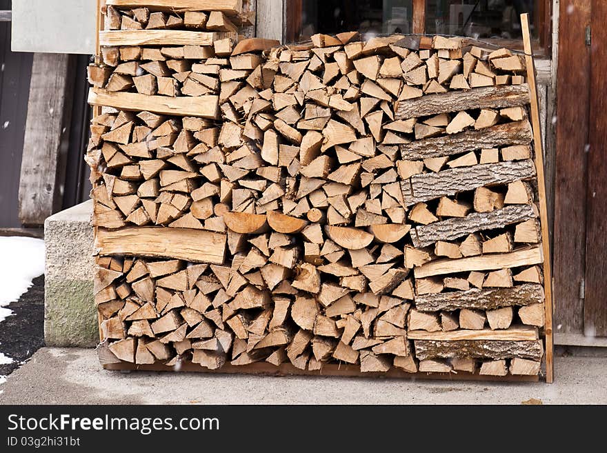 Wood cut, stacked and ordered. Wood cut, stacked and ordered