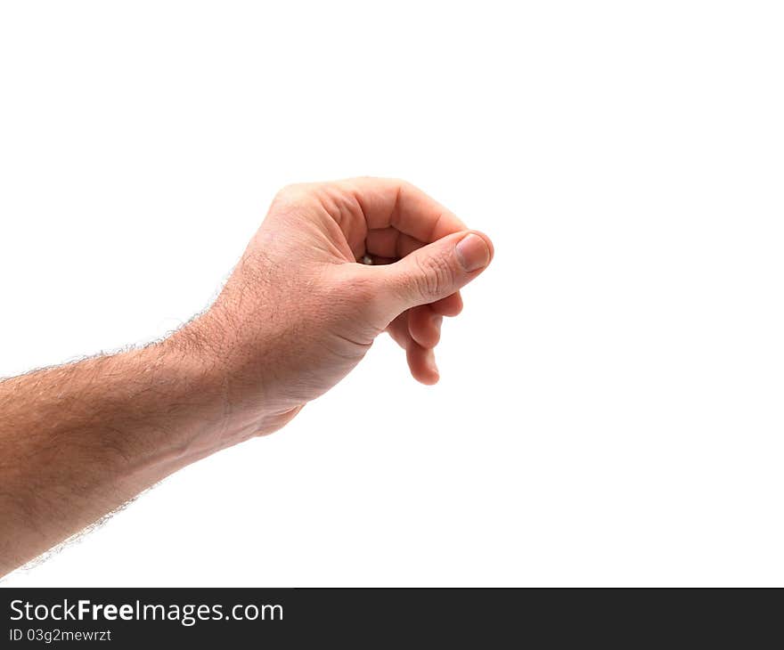 A hand isolated against a white background. A hand isolated against a white background