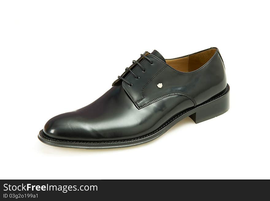 Isolated black leather men shoes