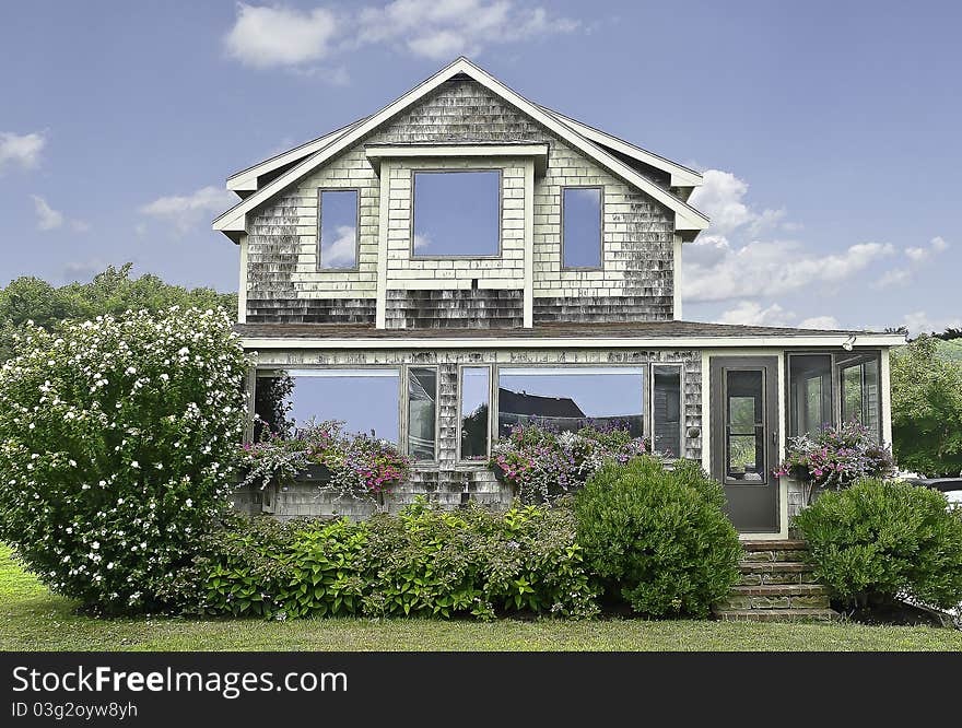 Beach House With Flower Boxes